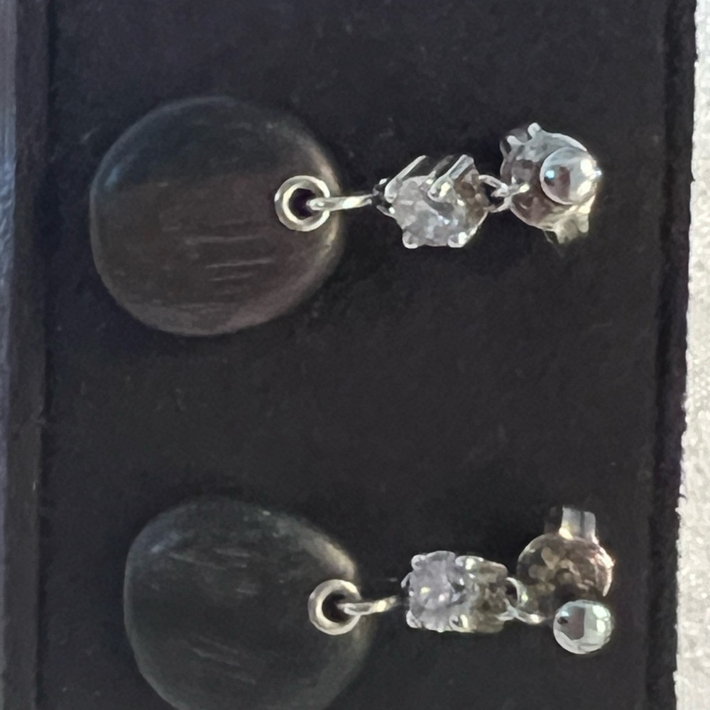Fossil Bronzetone, Oval Real Stone & CZ Bead Bracelet w/ earrings - Picture 5 of 6